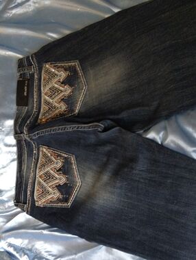 Grace Dark Blue Bootcut Jeans with Embellished Back Pockets
